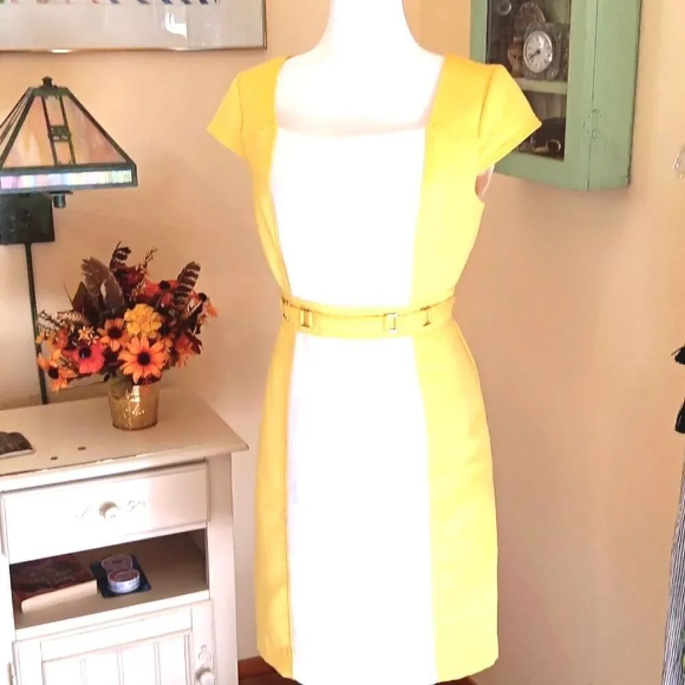 Sandra Darrin Bright Yellow Textured Dress